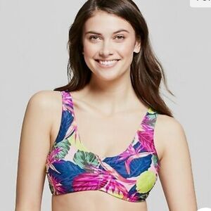 NWT Tori Praver Seafoam Tropical Floral Bralette Bikini Top Swimwear